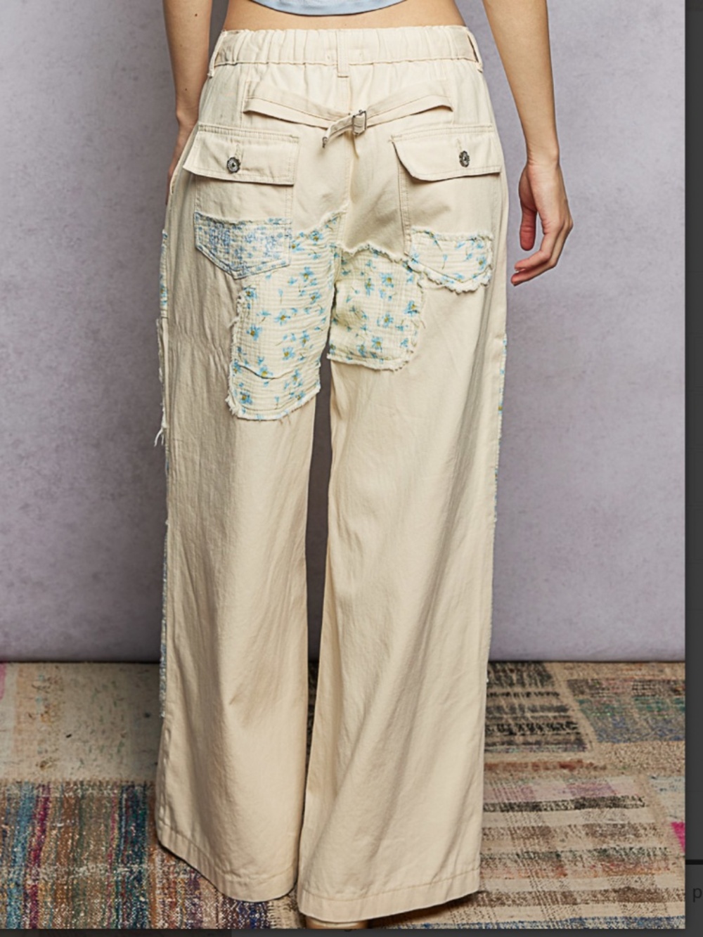 🎂 POL “ COLUMBIA ” POL DENIM TWILL PANT WITH EMBROIDERY DETAIL 61 - Picture 3 of 6